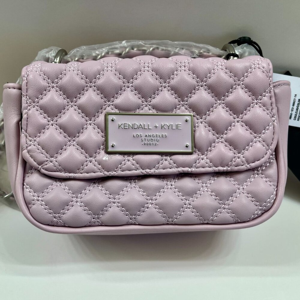 Kendall & Kylie SM Quilted Crossbody Bag In Rose Blush Pink - Chain Strap - NWT - Picture 3 of 9
